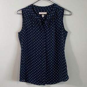 Banana Republic Navy Blouse with Anchor Design`